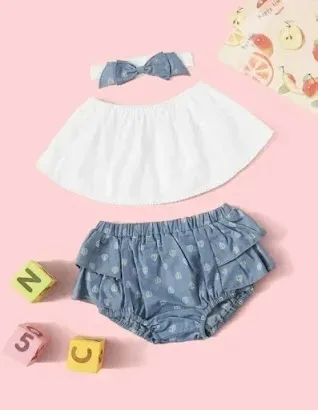 Conjunto para niña color blanco y azul