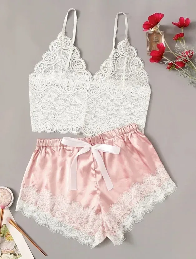 Lencería para dama color blanco y rosado