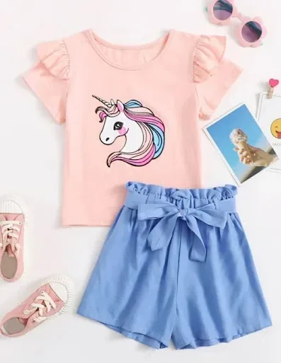 Conjunto de niña color rosa y azul