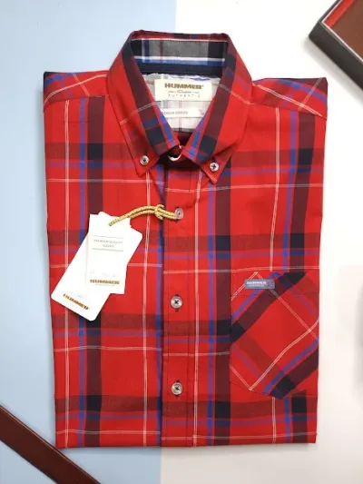 Camisa Hummer para caballero diseño a cuadros rojos y azules