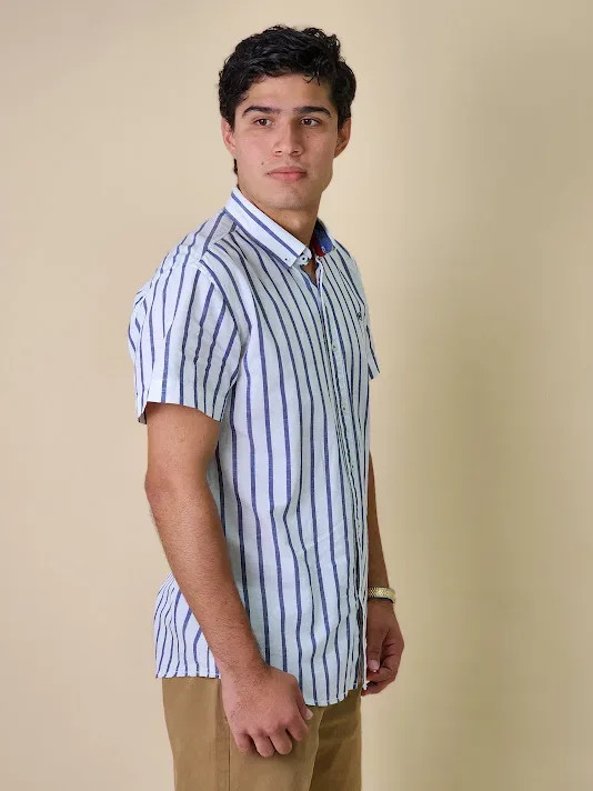 Camisa Hummer para caballero H252003-80 RAYAS AZULES