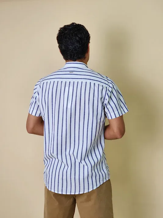 Camisa Hummer para caballero H252003-80 RAYAS AZULES