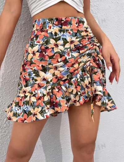Falda con estampado floral