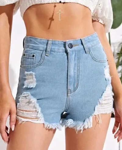 Short para dama color azul de mezclilla