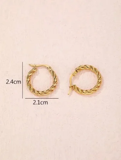 Argollas de acero inoxidable para dama diseño trenzado
