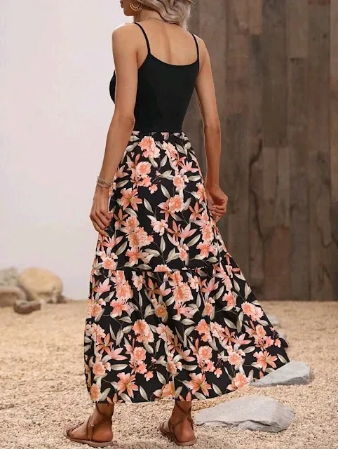 Vestido para dama color negro con estampado floral