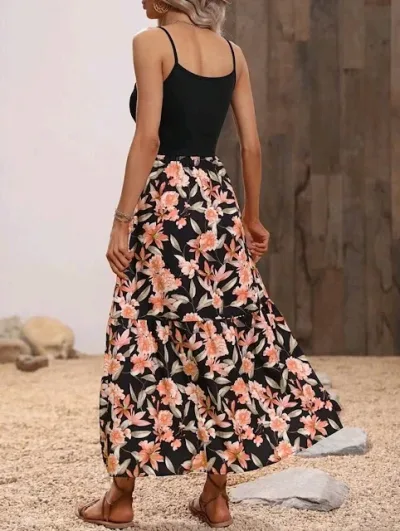 Vestido para dama color negro con estampado floral