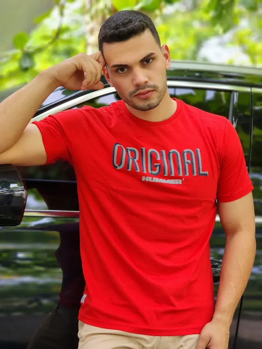 Camiseta Hummer para caballero color rojo
