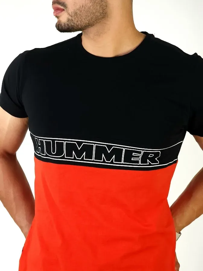 Camiseta Hummer para caballero color negro y rojo