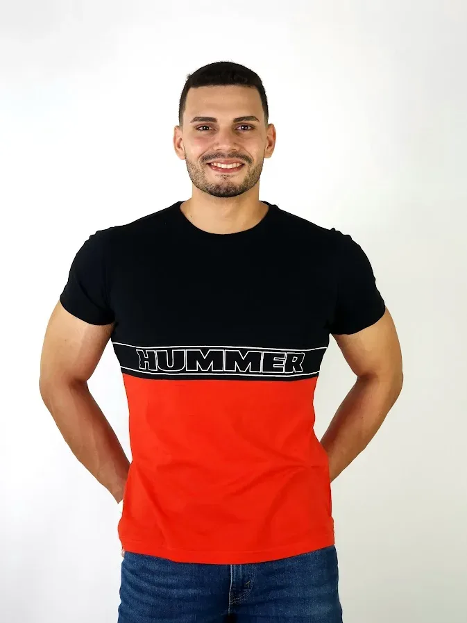 Camiseta Hummer para caballero color negro y rojo