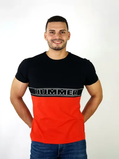 Camiseta Hummer para caballero color negro y rojo