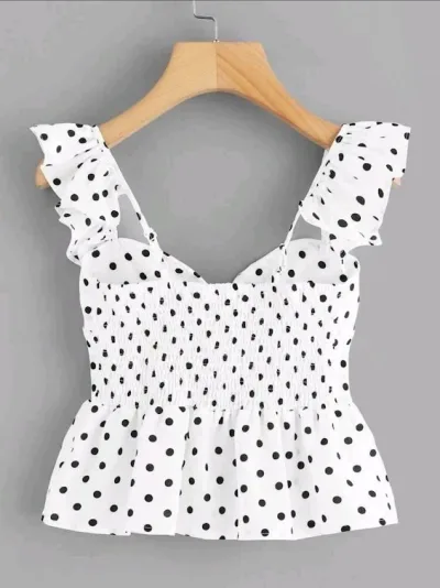 Blusa para dama color blanco con lunares color negro