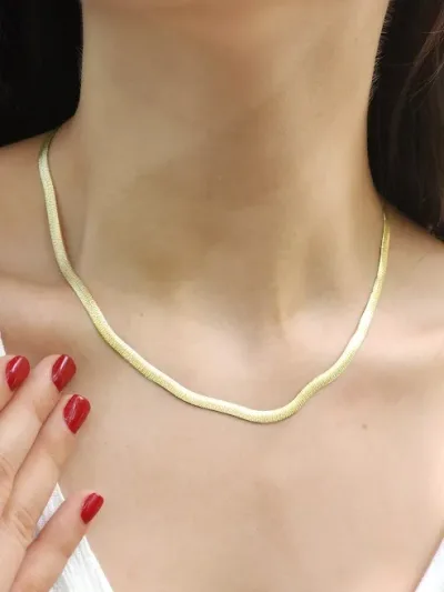 Collar plata 925 para dama color dorado con baño de oro 18K #1