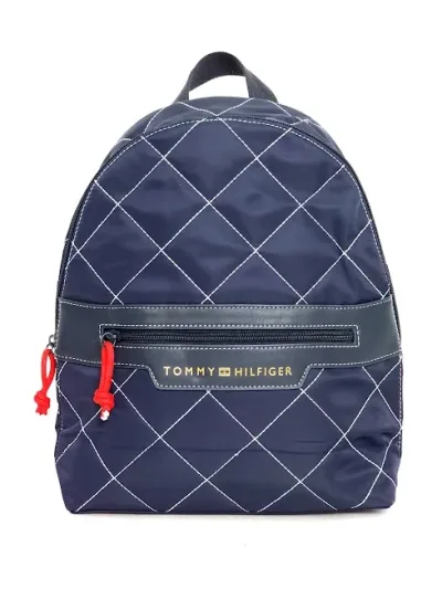 Mochila Tommy Hilfiger para dama color azul con costuras blancas