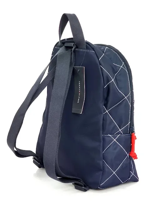 Mochila Tommy Hilfiger para dama color azul con costuras blancas