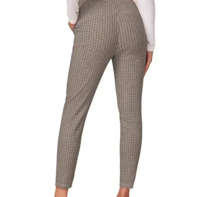 Pantalón de tela para dama color café, negro y blanco
