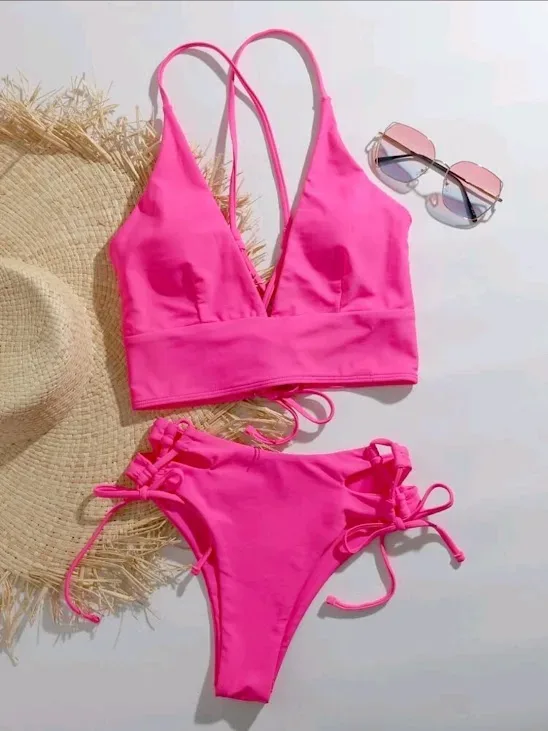 Vestido de baño para dama color rosa neón