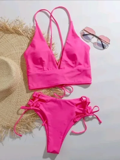Vestido de baño para dama color rosa neón