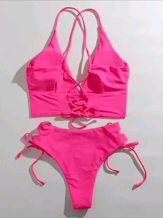 Vestido de baño para dama color rosa neón