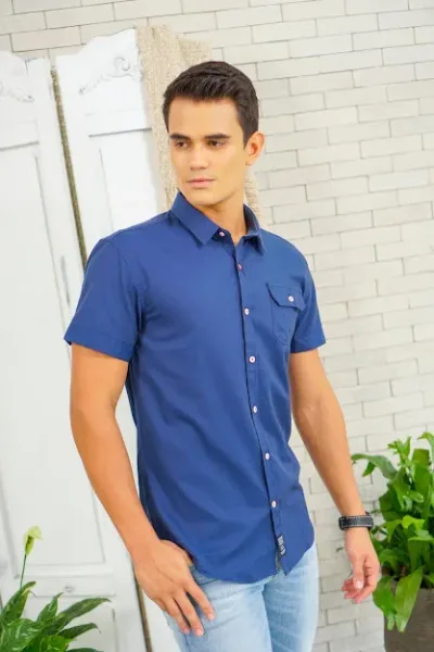 Camisa Hummer para caballero color azul H2020-0373