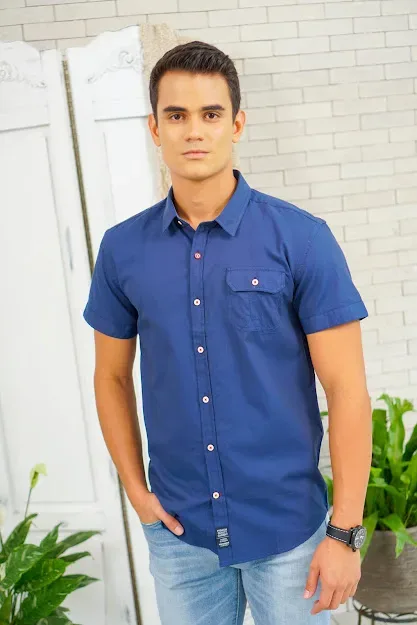 Camisa Hummer para caballero color azul H2020-0373