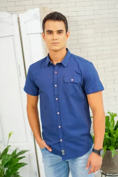 Camisa Hummer para caballero color azul H2020-0373