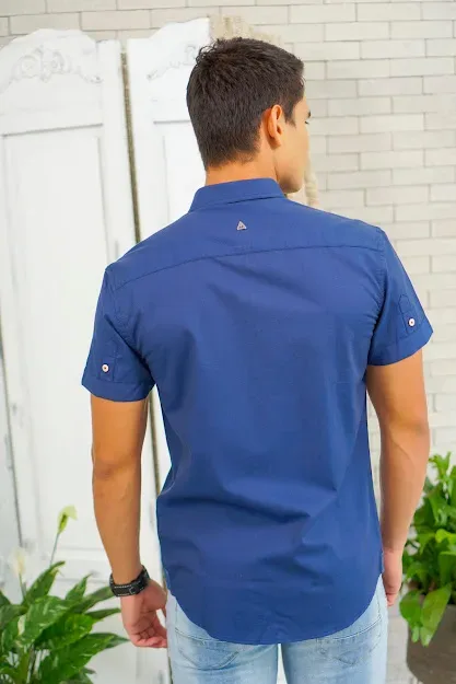 Camisa Hummer para caballero color azul H2020-0373
