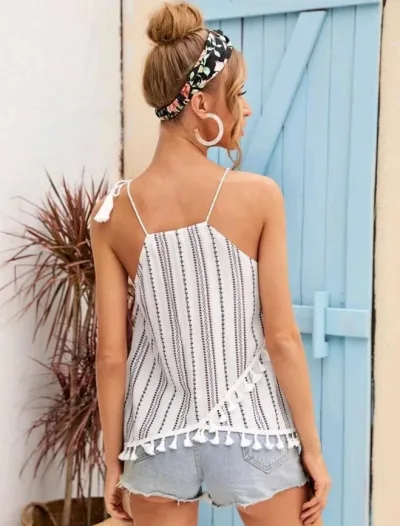 Blusa para dama a rayas de color blanco