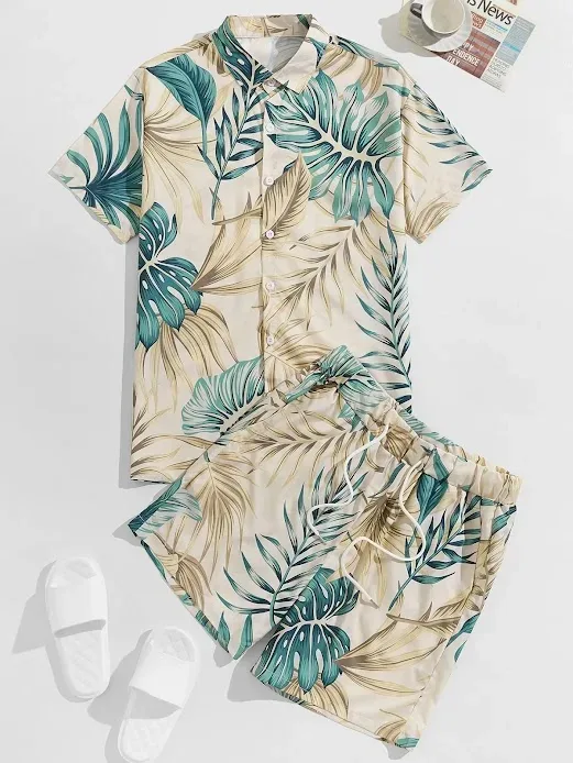 Conjunto para caballero color beige diseño floral