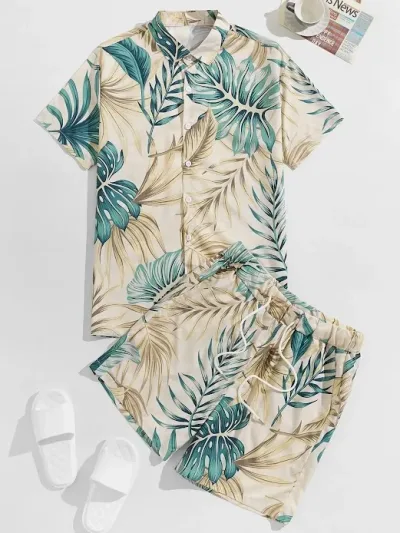 Conjunto para caballero color beige diseño floral