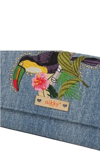 Cartera Nicole Lee para dama color mezclilla