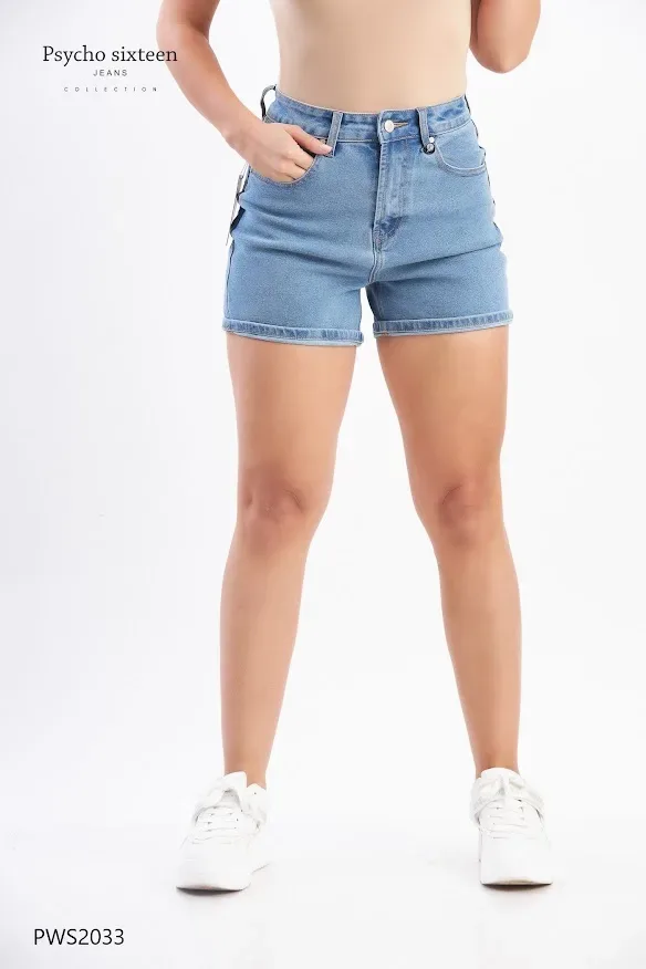 Short Pycho Sixteen High Rise  para dama PWS2033 celeste claro