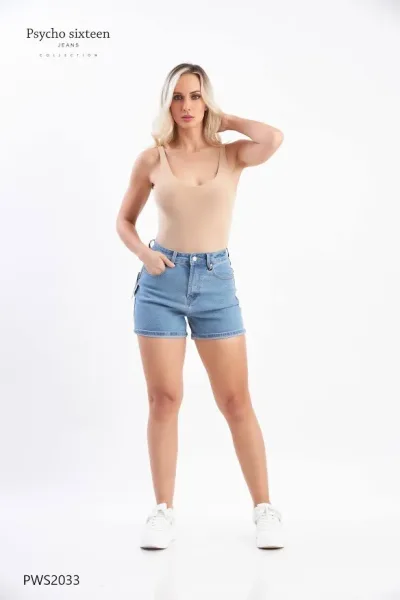 Short Pycho Sixteen High Rise  para dama PWS2033 celeste claro