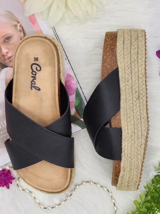 Sandalias Coral para dama color negra NILA BLACK