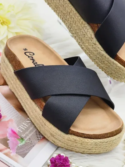 Sandalias Coral para dama color negra NILA BLACK
