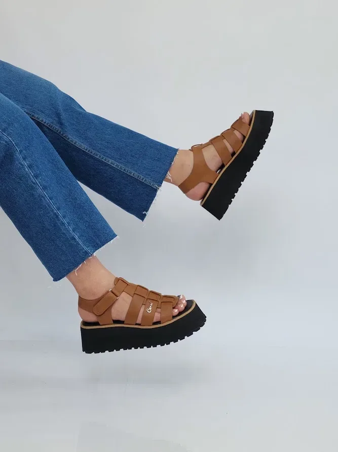 Sandalias Coral Positano Camel para Dama