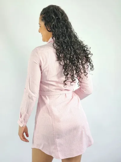 Vestido Cambridge Polo Club para dama diseño a rayas color rosa