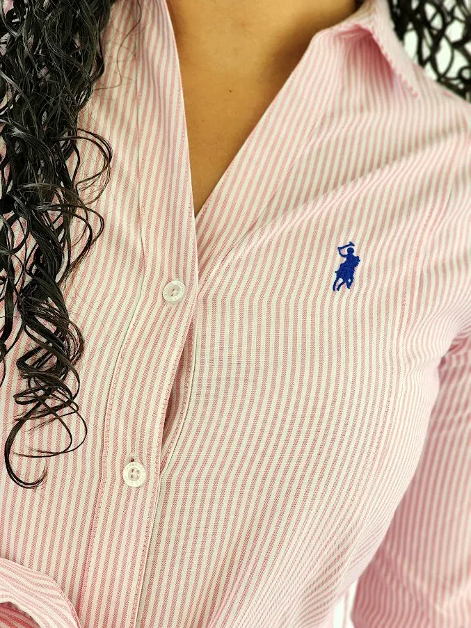 Vestido Cambridge Polo Club para dama diseño a rayas color rosa