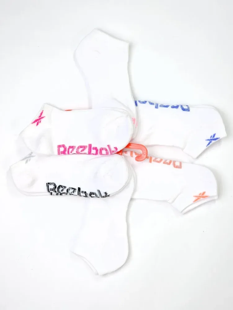 Set 6 pares de medias Reebok para dama color blanco.