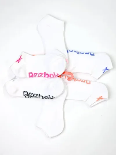 Set 6 pares de medias Reebok para dama color blanco.