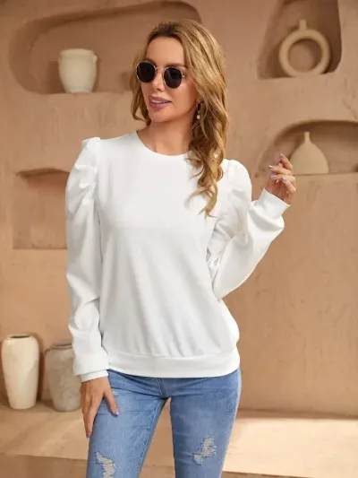 Blusa para dama color blanco manga farol