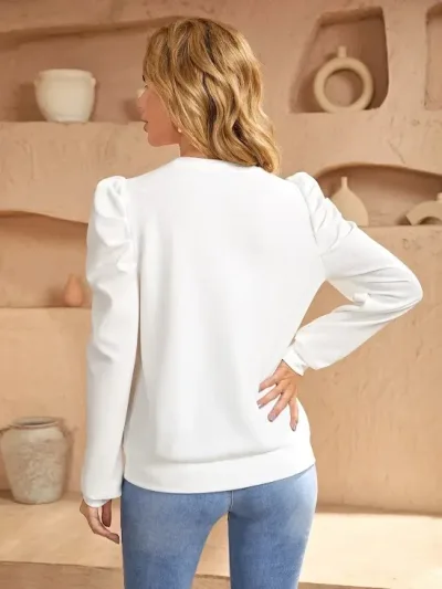 Blusa para dama color blanco manga farol