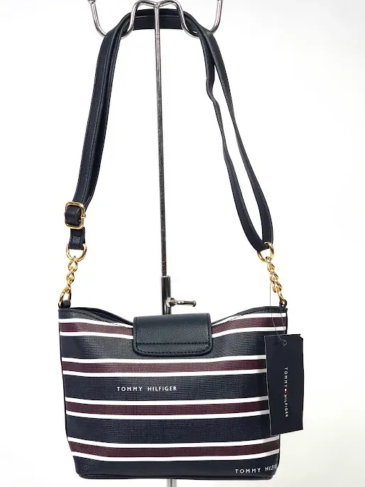 Bolso Tommy Hilfiger para dama color azul diseño rayas