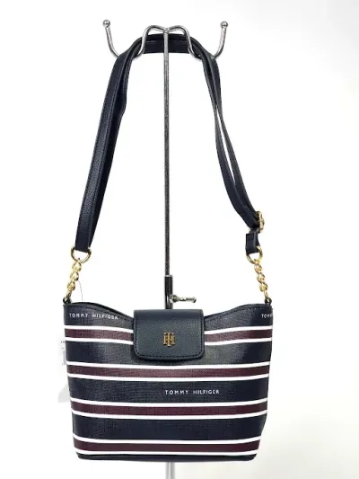 Bolso Tommy Hilfiger para dama color azul diseño rayas