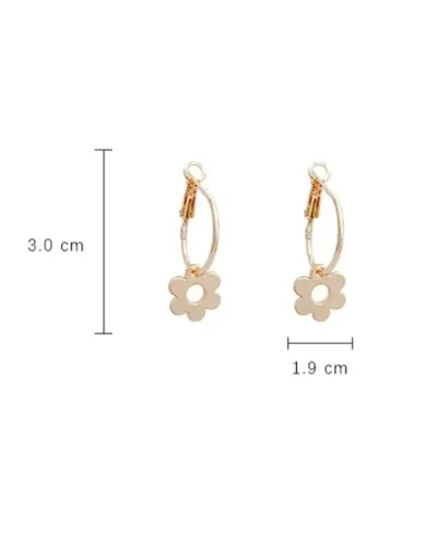 Argollas de acero inoxidable para dama con dije de flor