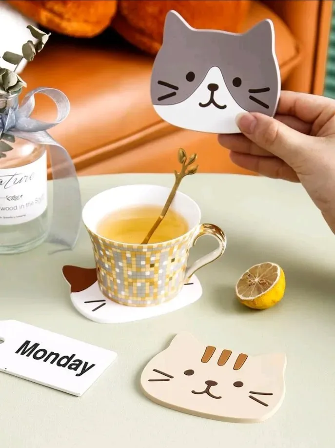 portavasos con diseño de gato