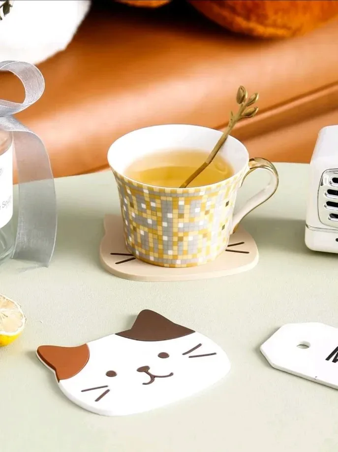 portavasos con diseño de gato