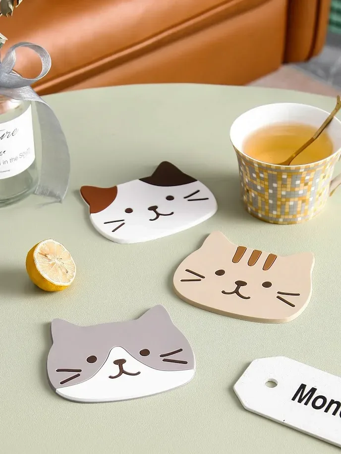 portavasos con diseño de gato