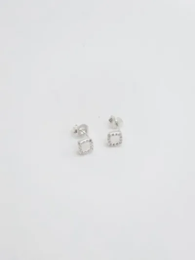 Aretes plata 925 para dama color plata diseño cuadrado