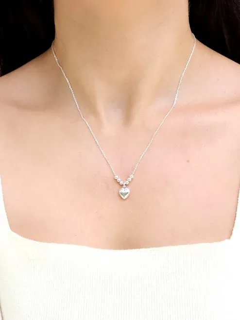 Collar plata 925 para dama con diseño de corazón color plateado #17